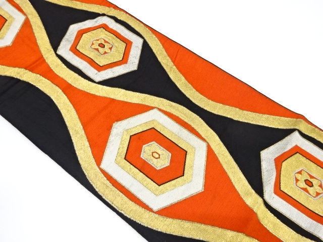 アンティーク　立涌に花亀甲模様織り出し袋帯（材料）